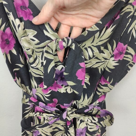 Reformation Beliz Dress Size 8 Purple Black Lanai Floral Print Linen Mini Beach - Picture 2 of 9